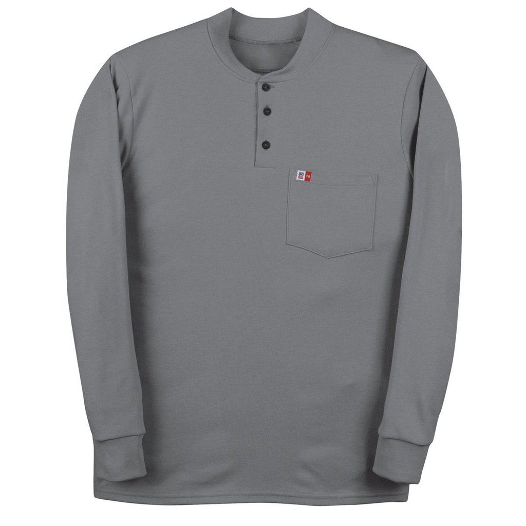 Big Bill FR DW18KI6-GRY Gray Long Sleeve Henley - Fire Retardant Shirts.com