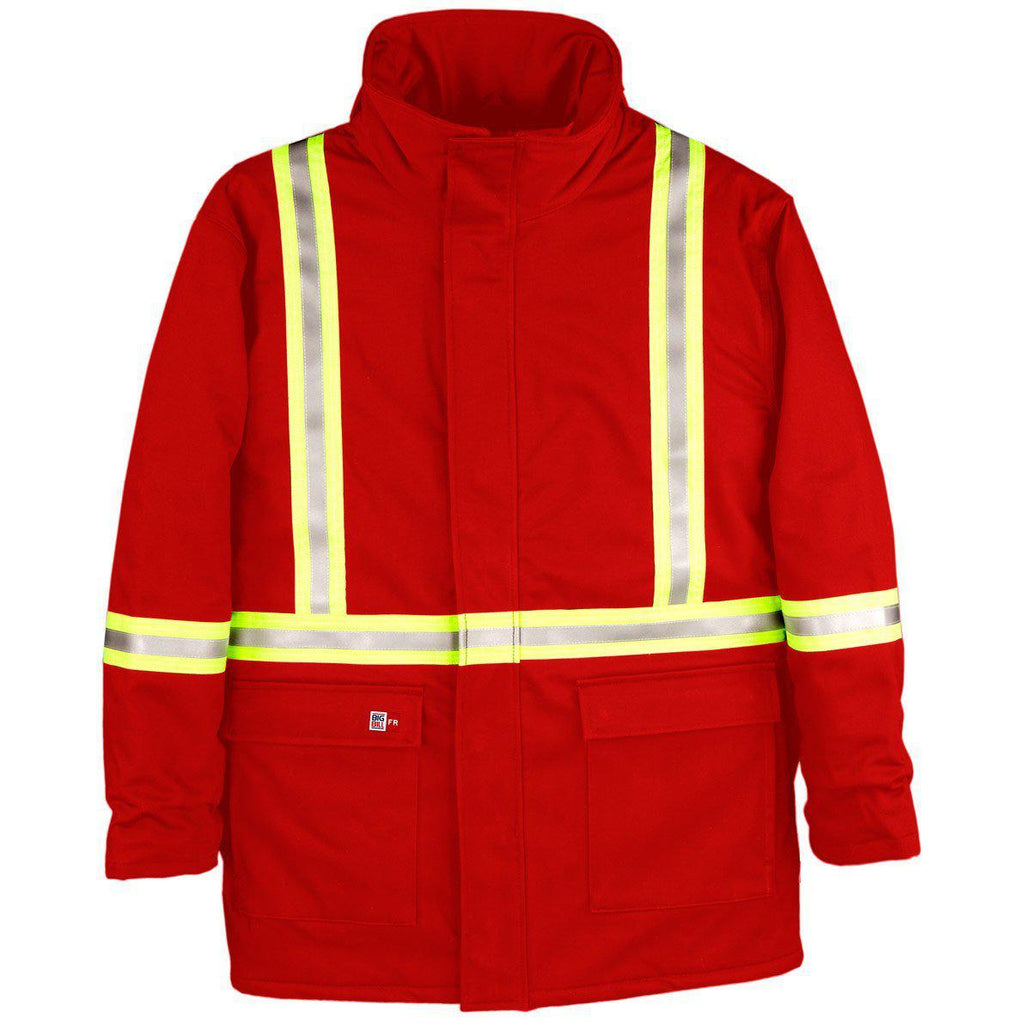 Big Bill FR M305US7-RED Red Parka Arctic with Reflective Material - Fire Retardant Shirts.com
