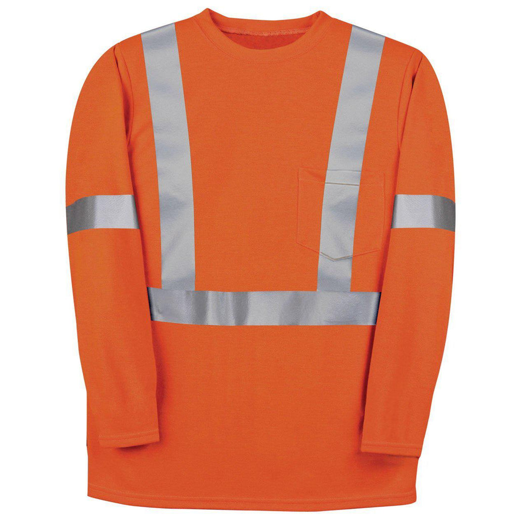 Big Bill FR RT5PD8-ORA Orange Hi-Vis Long Sleeve Henley - Fire Retardant Shirts.com