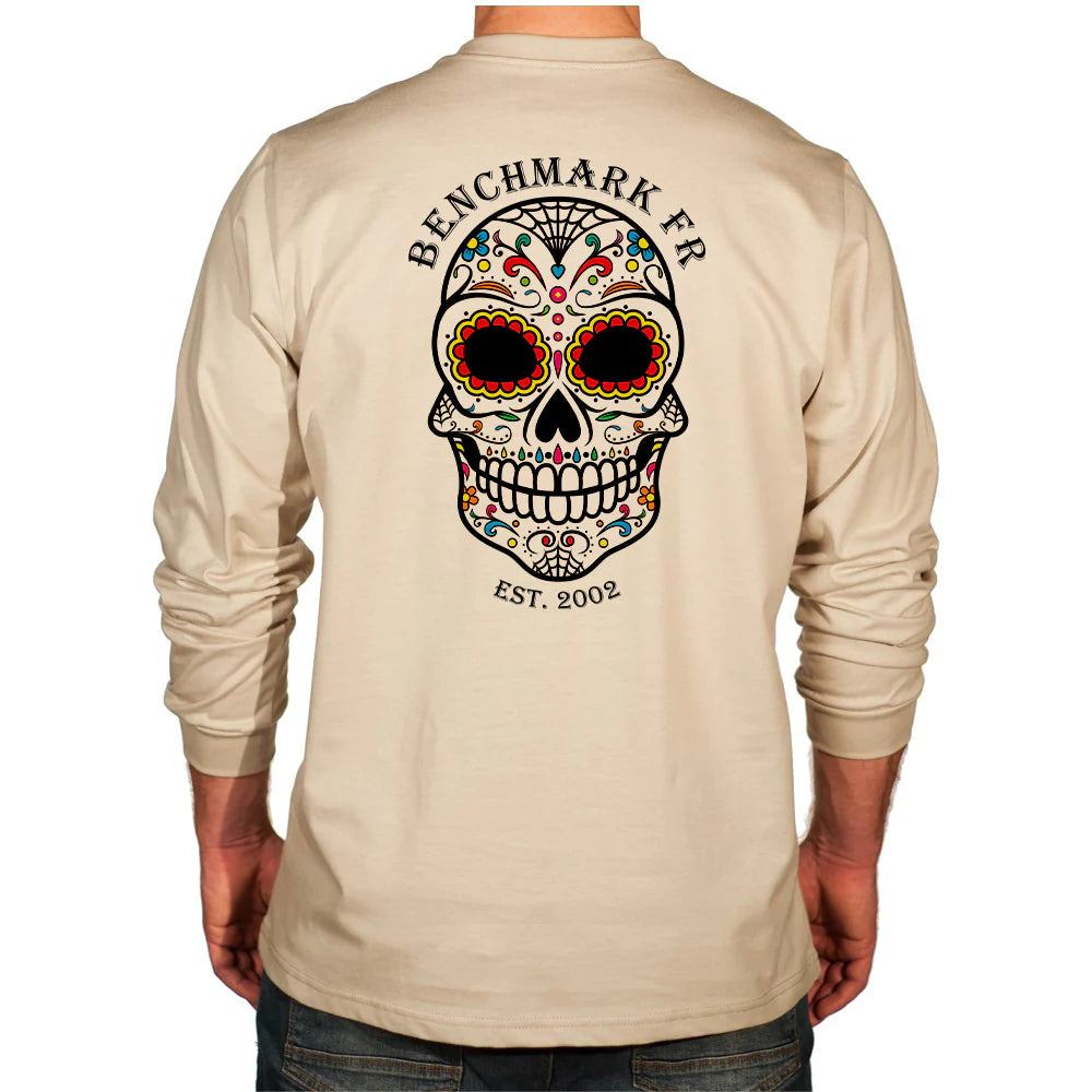 Benchmark 3118FR-CANDYSKULL Dia De Los Muertos FR T-Shirt-Fire Retardant Shirts.com