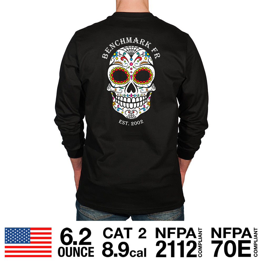 Benchmark 3118FR-CANDYSKULL Dia De Los Muertos FR T-Shirt-Fire Retardant Shirts.com