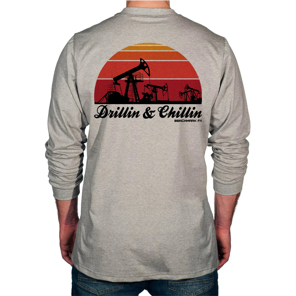 Benchmark 3118FR-CUSTOM Drilling and Chillin T-Shirt-Fire Retardant Shirts.com