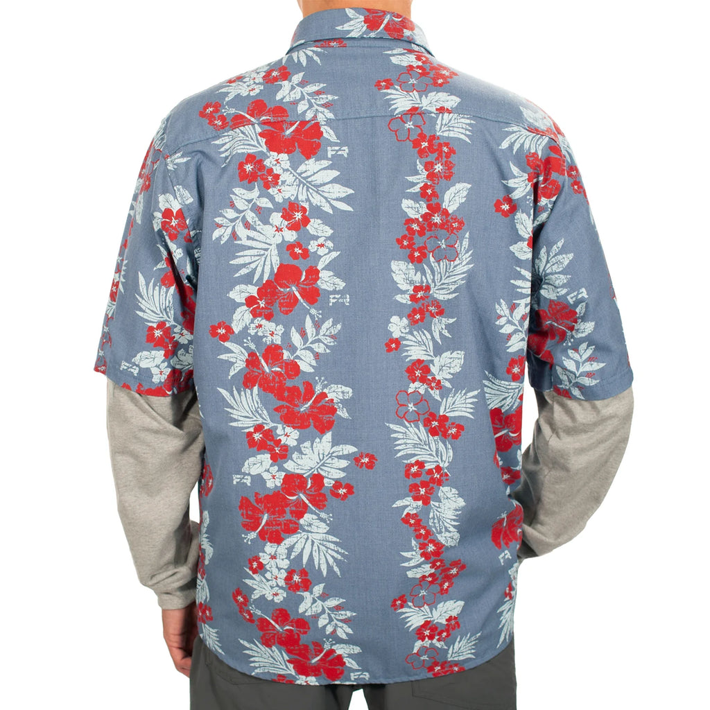 Benchmark FR 1959FRLB Aloha Friday Tropical Vine Light Blue Flame Resistant Hawaiian Shirt