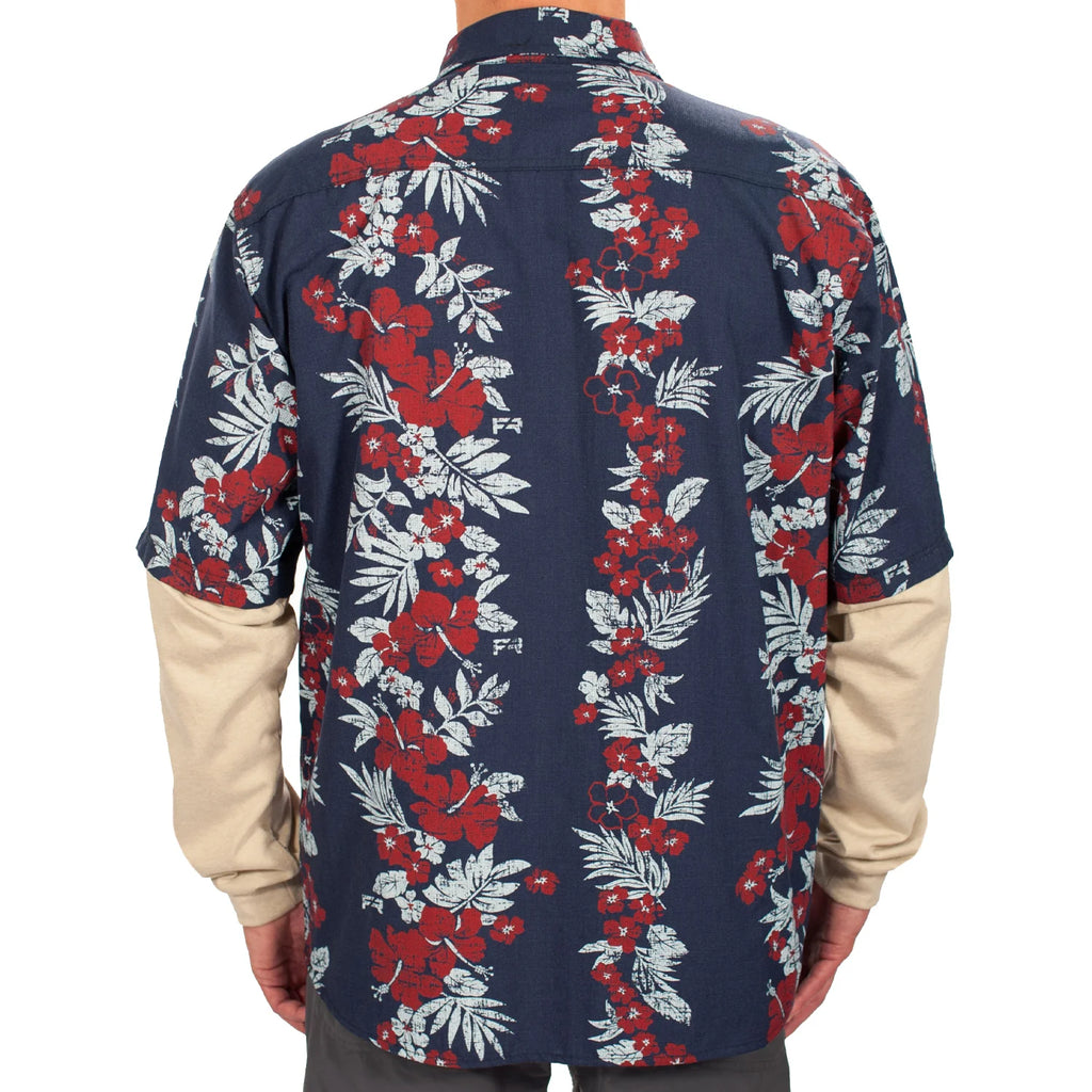 Benchmark FR 1959FRNB Aloha Friday Tropical Vine Navy Blue Flame Resistant Hawaiian Shirt