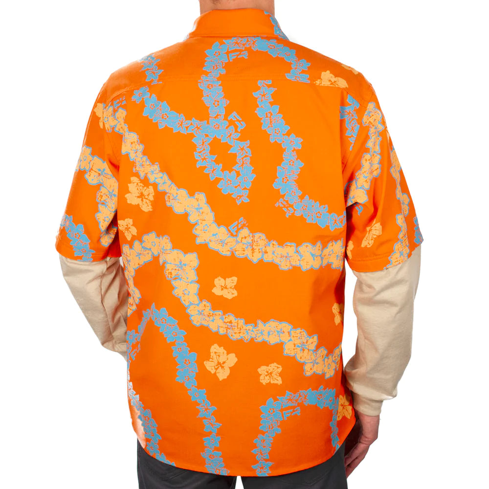 Benchmark FR 1959FROR-S Leis for Days Orange Flame Resistant Hawaiian Shirt