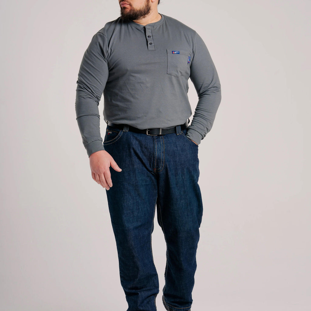 LAPCO FR FRT-RHP 6GY Gray 6oz. Henley Tees-Fire Retardant Shirts.com