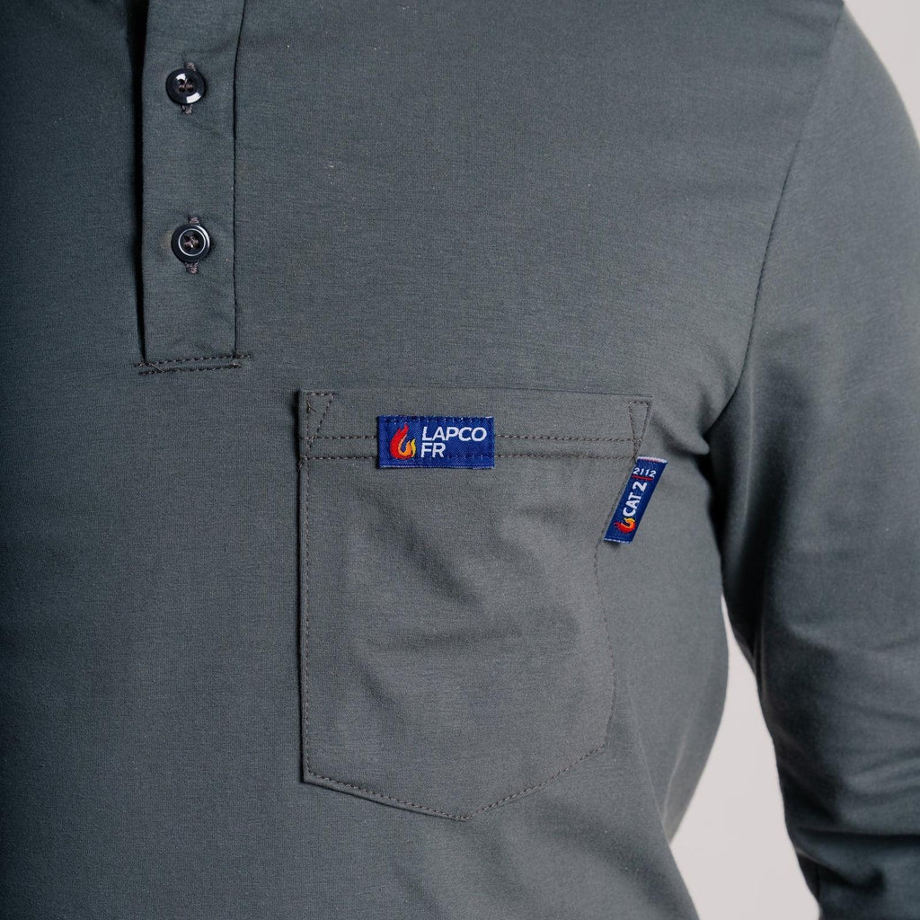 LAPCO FR FRT-RHP 6GY Gray 6oz. Henley Tees-Fire Retardant Shirts.com