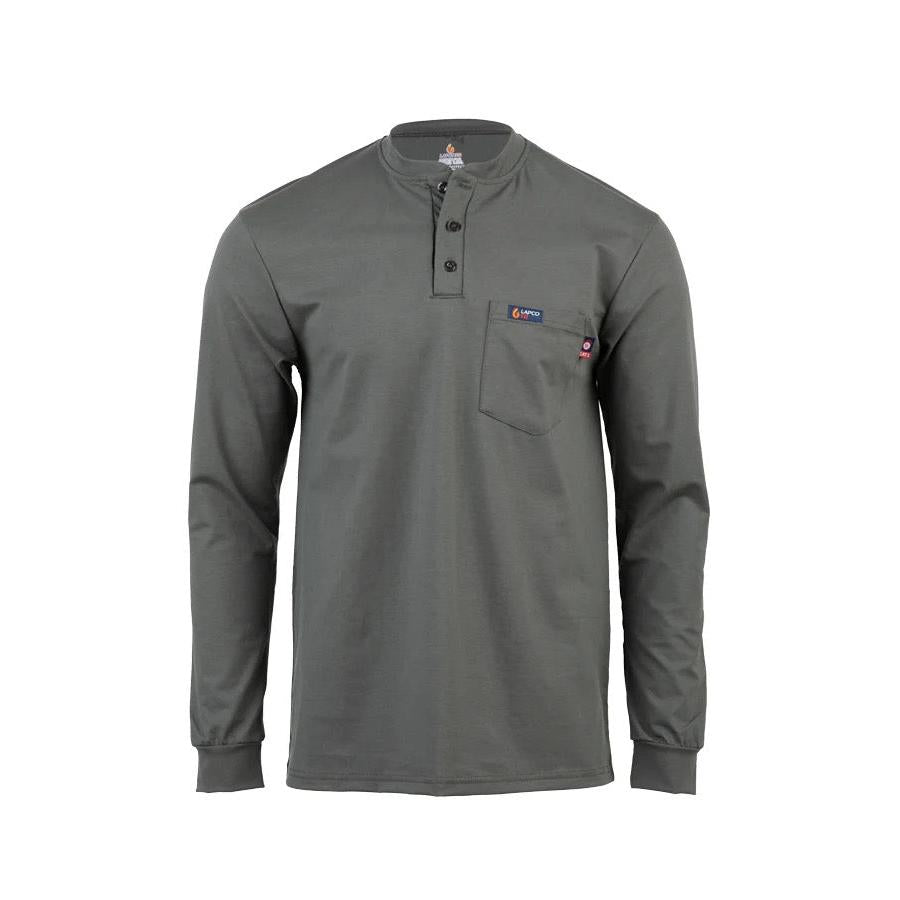 LAPCO FR FRT-RHP 6GY Gray 6oz. Henley Tees-Fire Retardant Shirts.com