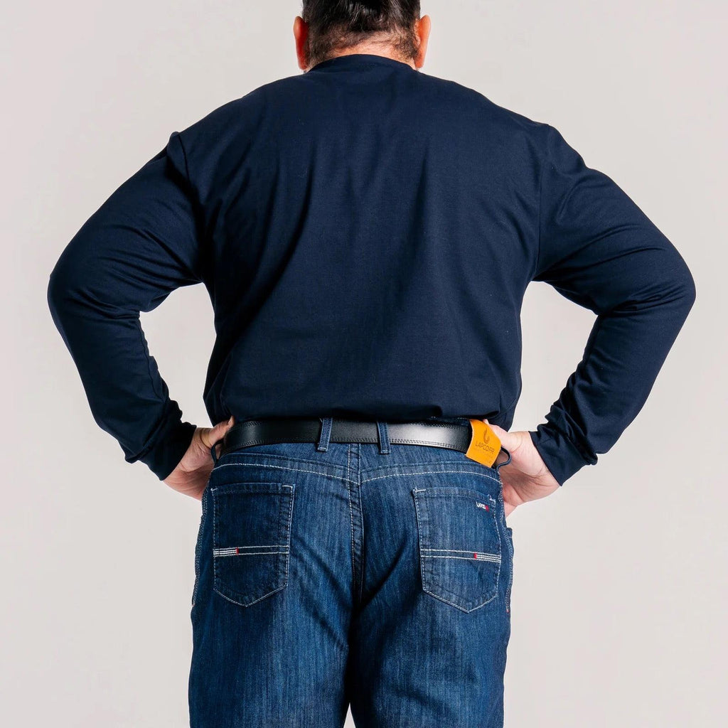 LAPCO FR FRT-RHP 6NY Navy 6oz. Henley Tees-Fire Retardant Shirts.com