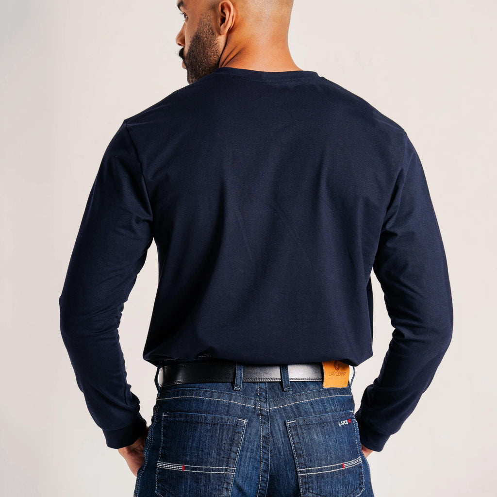 LAPCO FR FRT-RHP 6NY Navy 6oz. Henley Tees-Fire Retardant Shirts.com