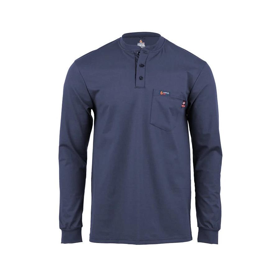 LAPCO FR FRT-RHP 6NY Navy 6oz. Henley Tees-Fire Retardant Shirts.com