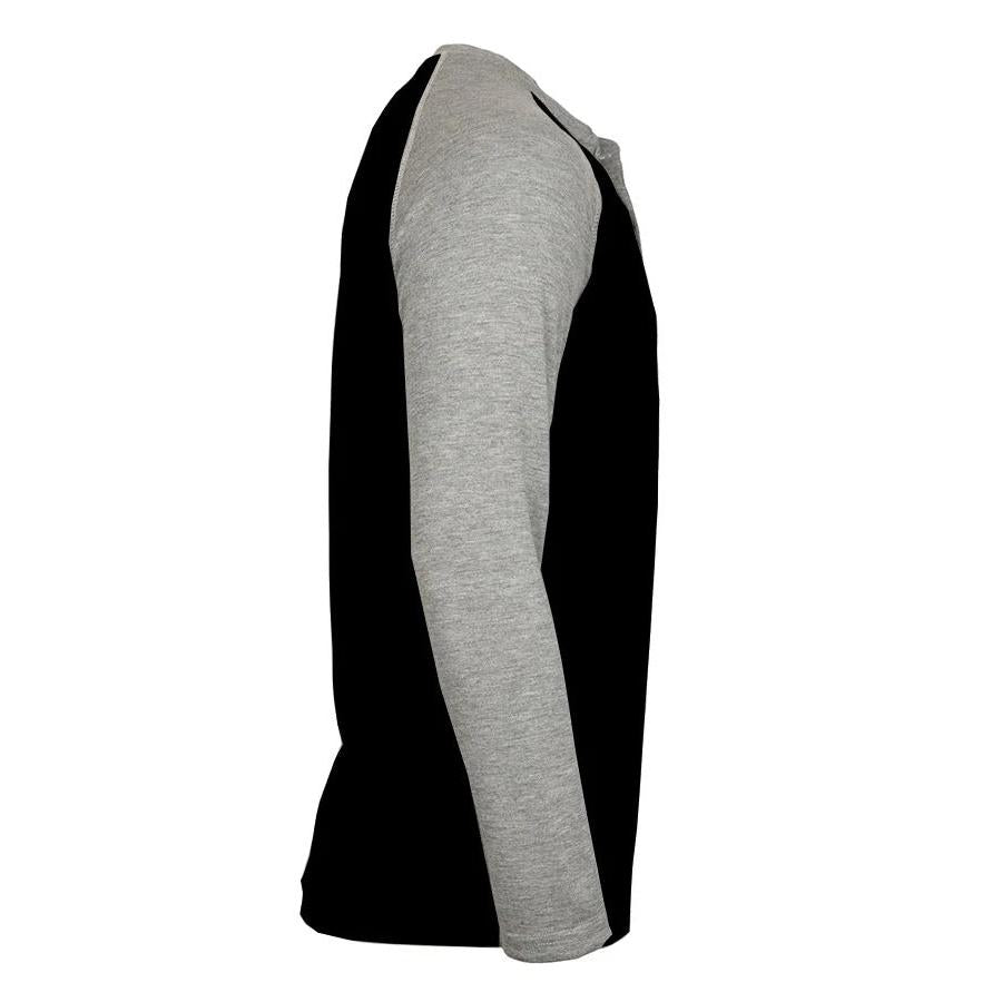 LAPCO FR FRT-RHP BLG Black-Gray 6oz. Henley Tees-Fire Retardant Shirts.com