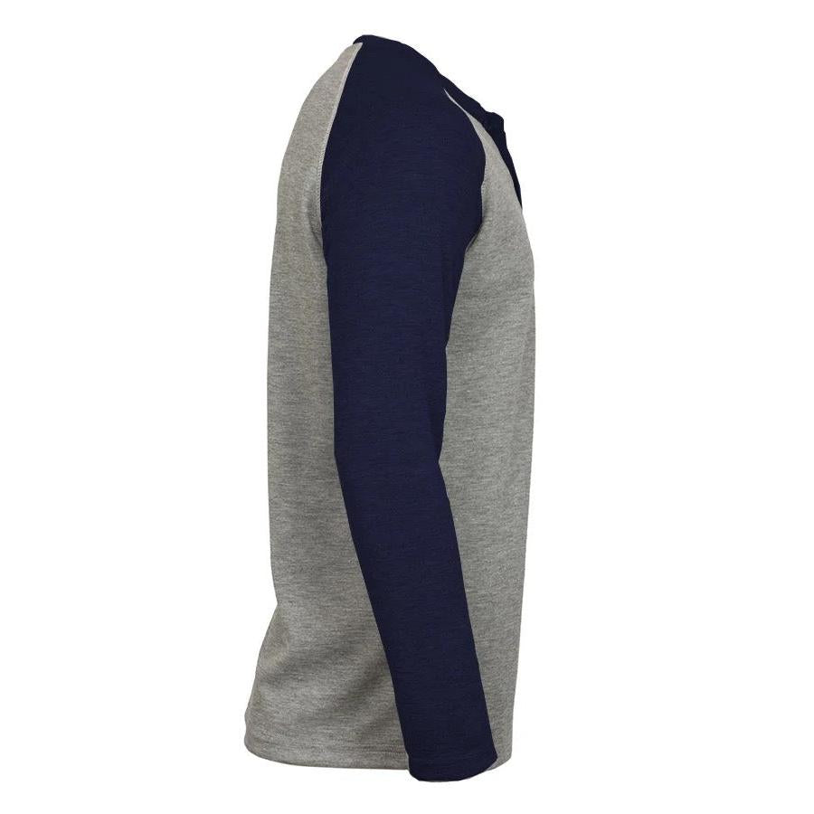 LAPCO FR FRT-RHP BLG Black-Gray 6oz. Henley Tees-Fire Retardant Shirts.com