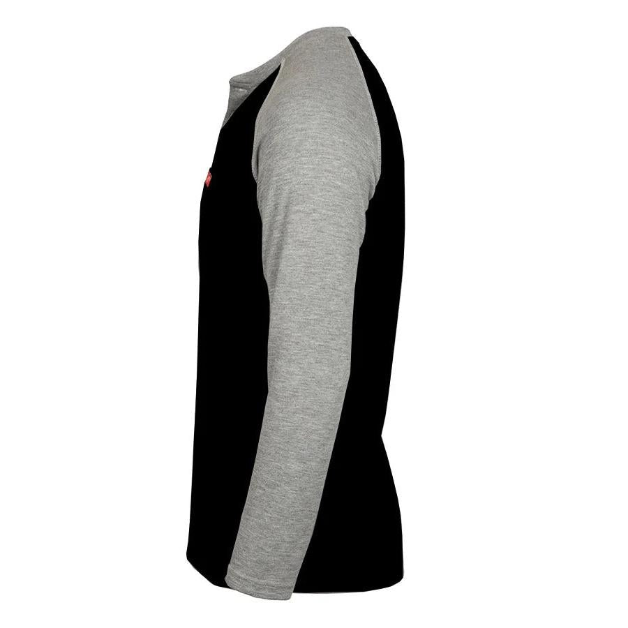 LAPCO FR FRT-RHP BLG Black-Gray 6oz. Henley Tees-Fire Retardant Shirts.com