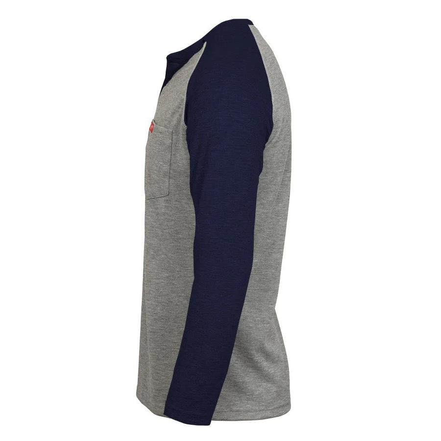 LAPCO FR FRT-RHP BLG Black-Gray 6oz. Henley Tees-Fire Retardant Shirts.com