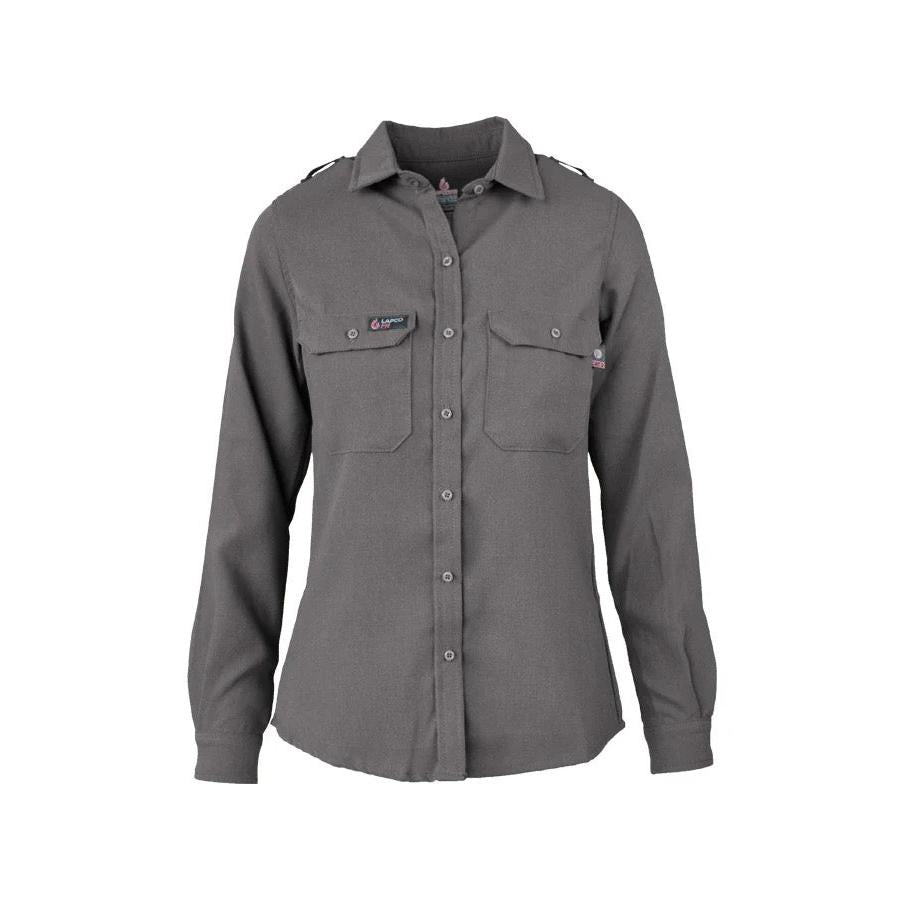 LAPCO FR L-TCS5GY Ladies Denim Uniform Shirt-Fire Retardant Shirts.com