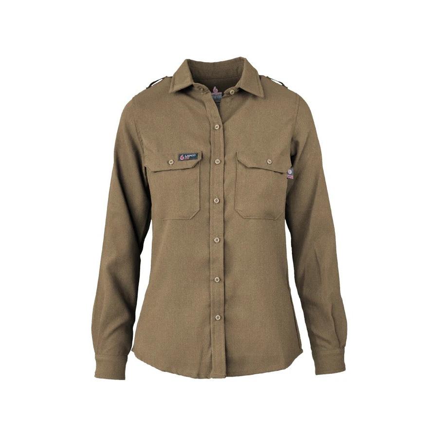 LAPCO FR L-TCS5KH Ladies Khaki Uniform Shirt-Fire Retardant Shirts.com
