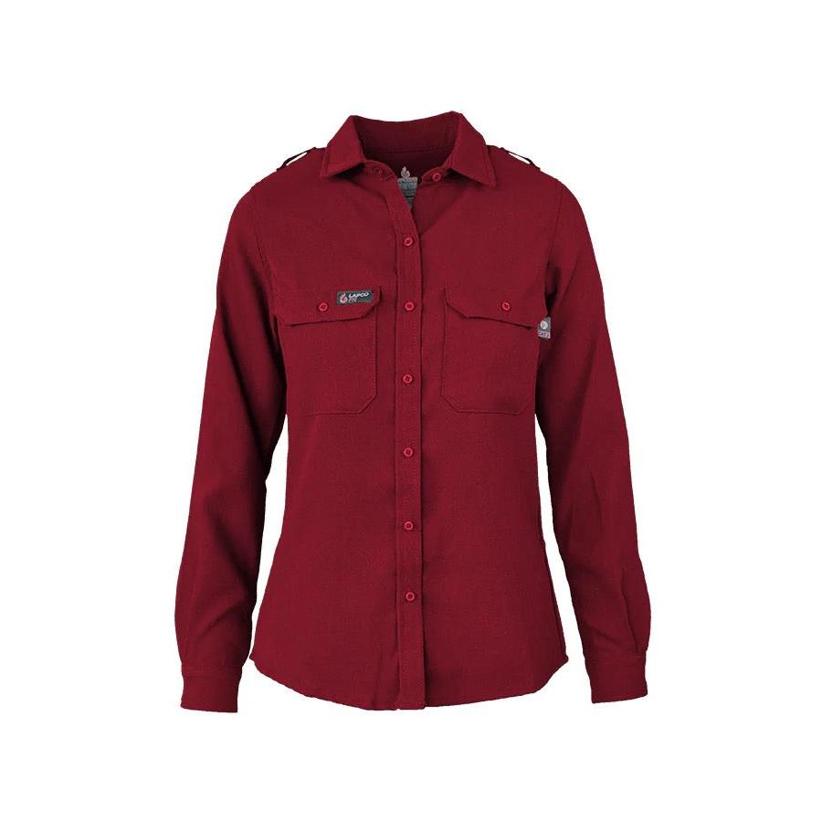 LAPCO FR L-TCS5RE Ladies Red Uniform Shirt-Fire Retardant Shirts.com