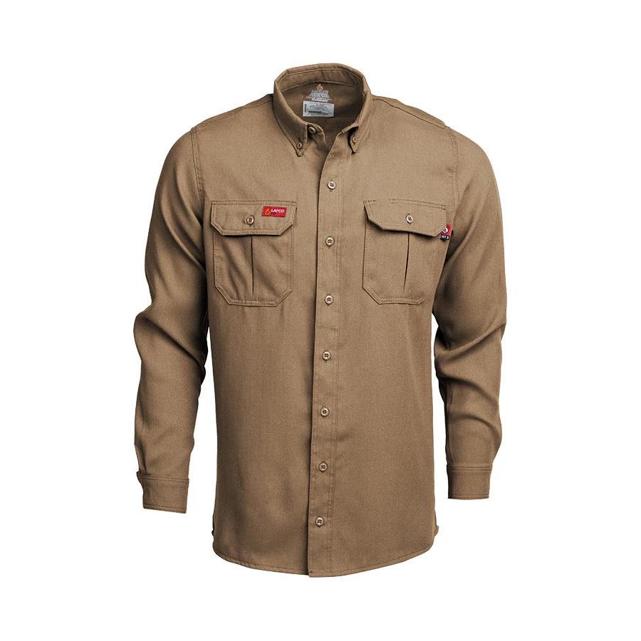 LAPCO FR TCS5KH Khaki Modern Uniform Shirt-Fire Retardant Shirts.com