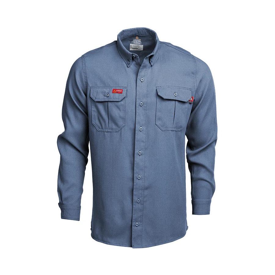 LAPCO FR TCS5MB Medium Blue Modern Uniform Shirt-Fire Retardant Shirts.com