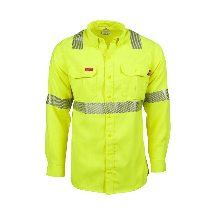 LAPCO FR TCSHV5C2 Hi-Viz Class-2 5oz. Modern Hi-Viz Uniform Shirts-Fire Retardant Shirts.com