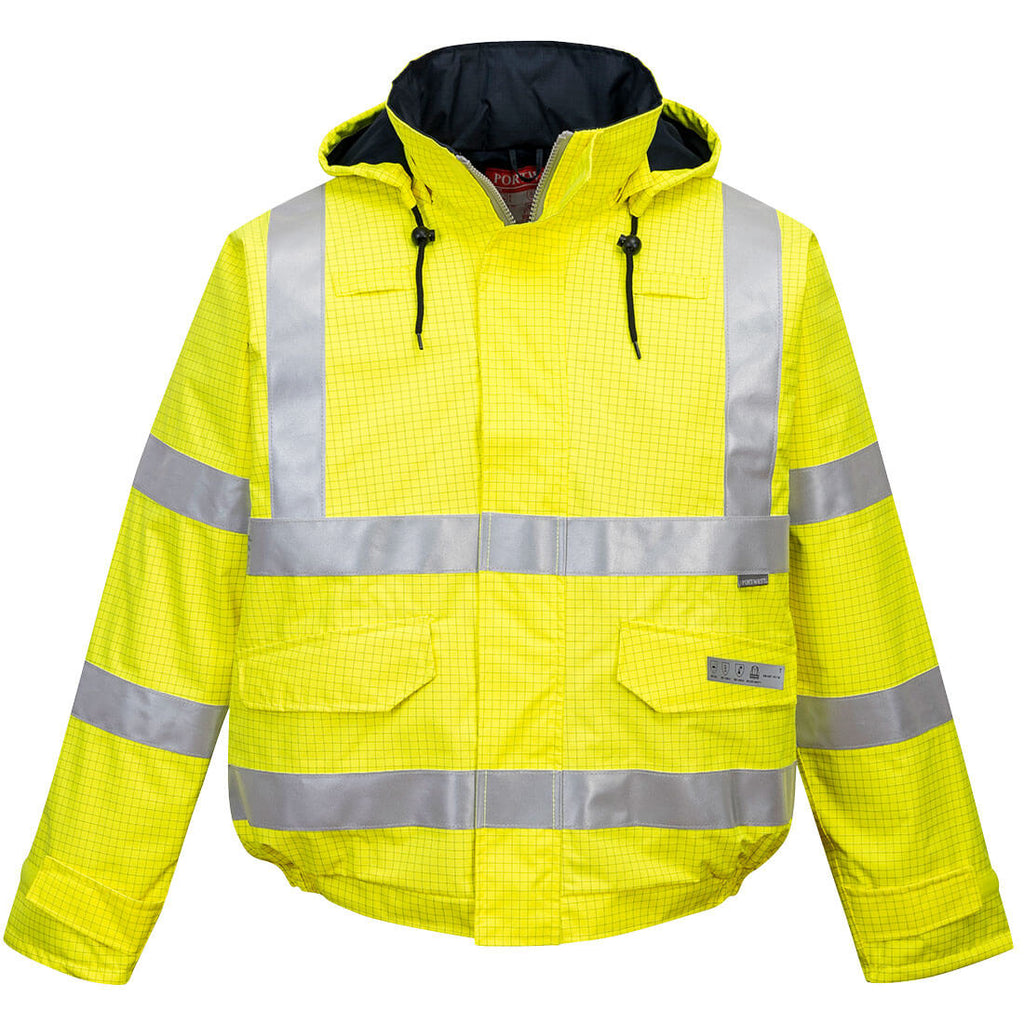 Portwest Fr US773 - Bizflame Rain Hi-Vis Anti-static FR Bomber Jacket-Fire Retardant Shirts.com