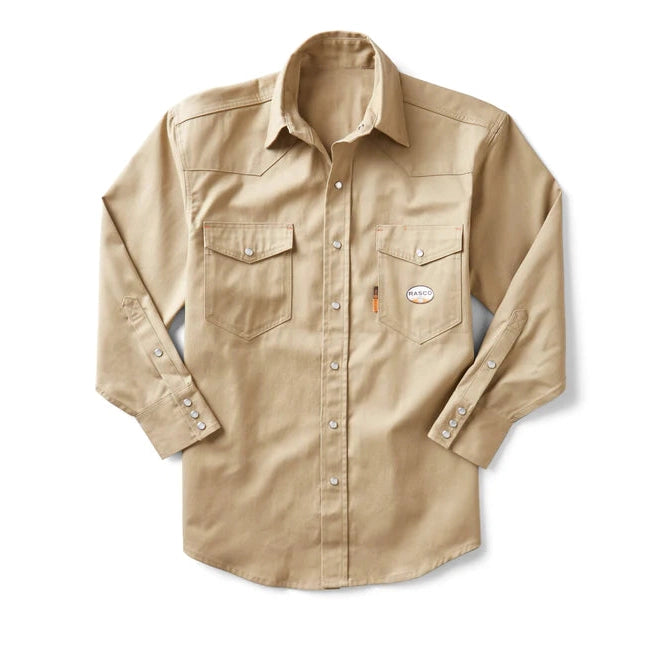 Rasco FR FR1007KH Khaki Duck Snap Khaki-Fire Retardant Shirts.com