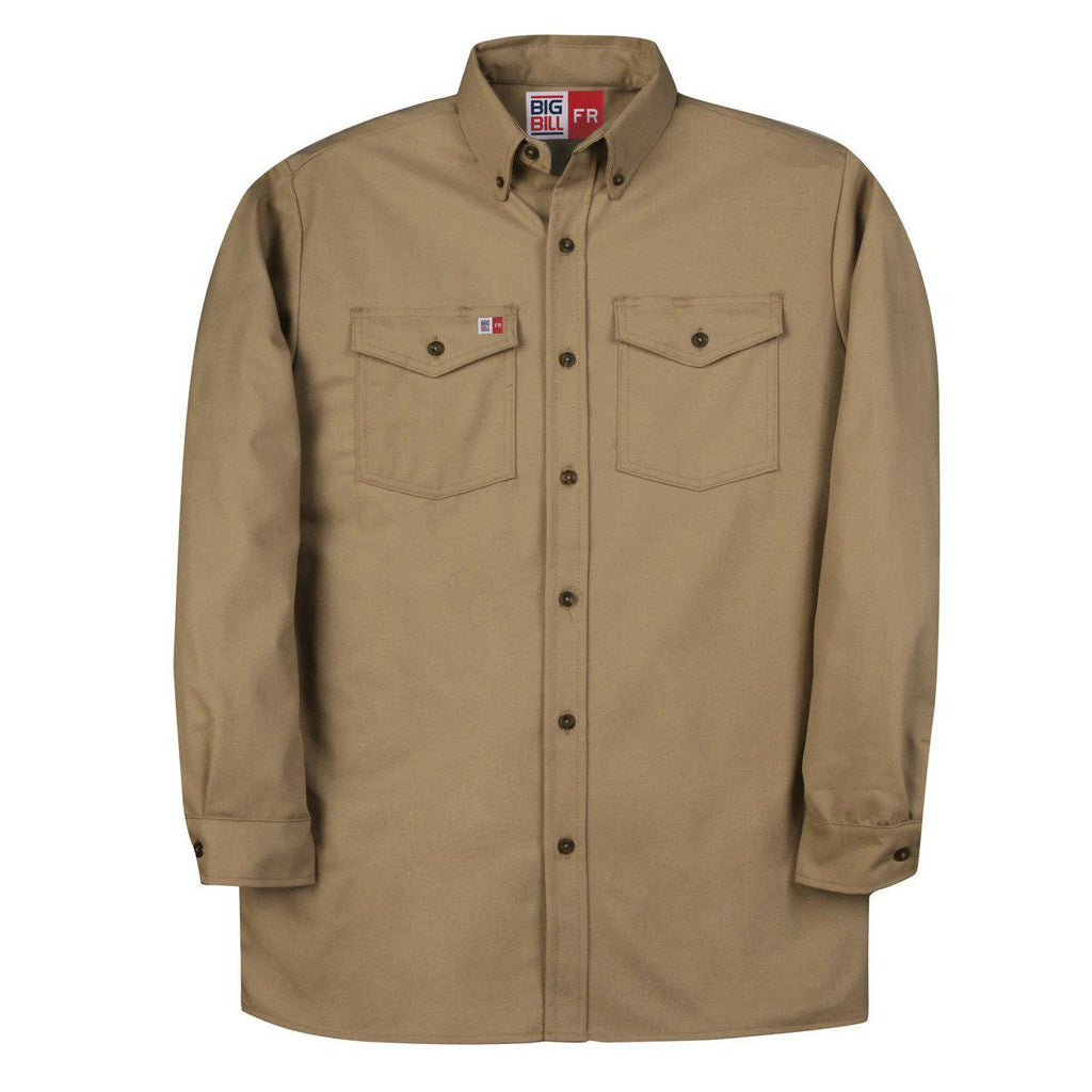 Big Bill FR 147BDTS7-KAK Khaki Dress Shirt - Fire Retardant Shirts.com