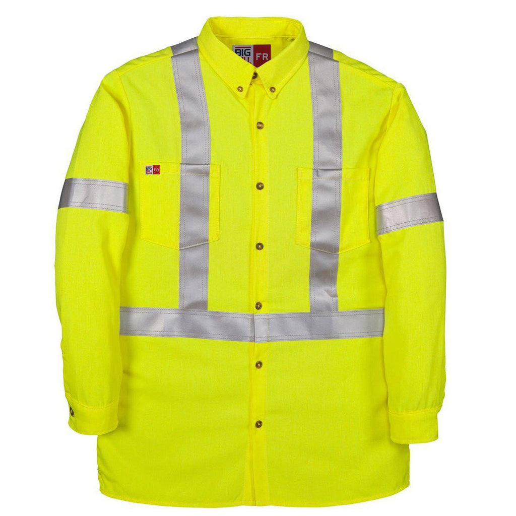 Big Bill FR 148BDTY7 Yellow Hi-Vis Dress Shirt - Fire Retardant Shirts.com