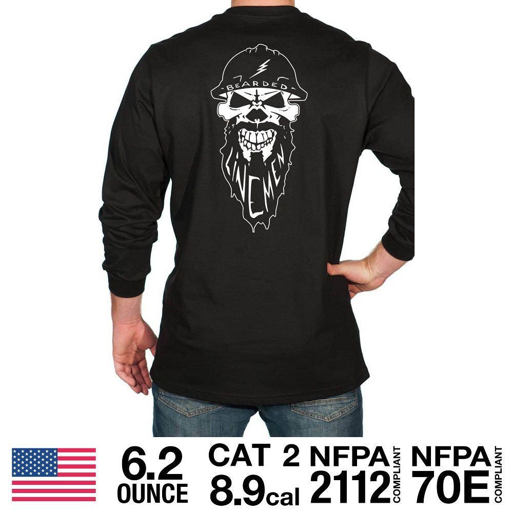 Benchmark 3118FR-BLB Bearded Lineman FR T-Shirt w/Front Logo Pocket-Fire Retardant Shirts.com