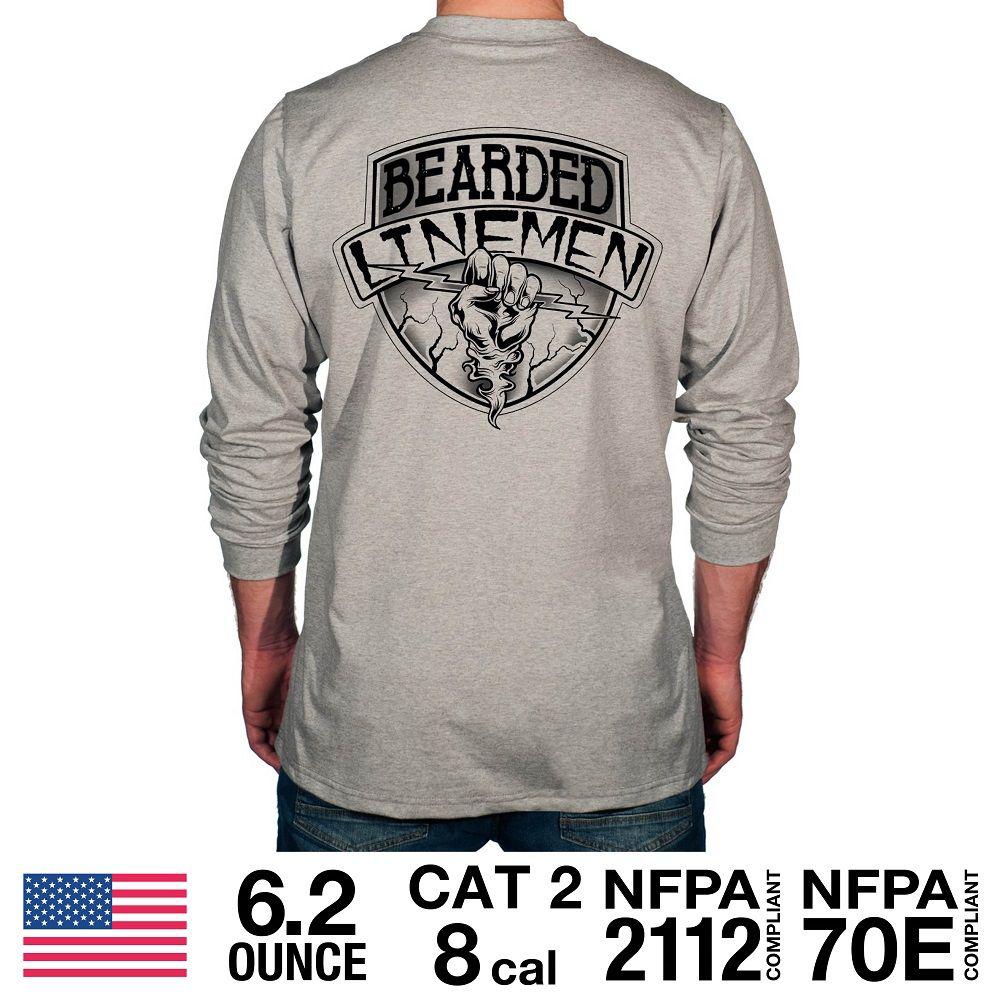 Benchmark 3118FR-BLBCREST Bearded Lineman Crest FR T-Shirt w/Front Pocket-Fire Retardant Shirts.com