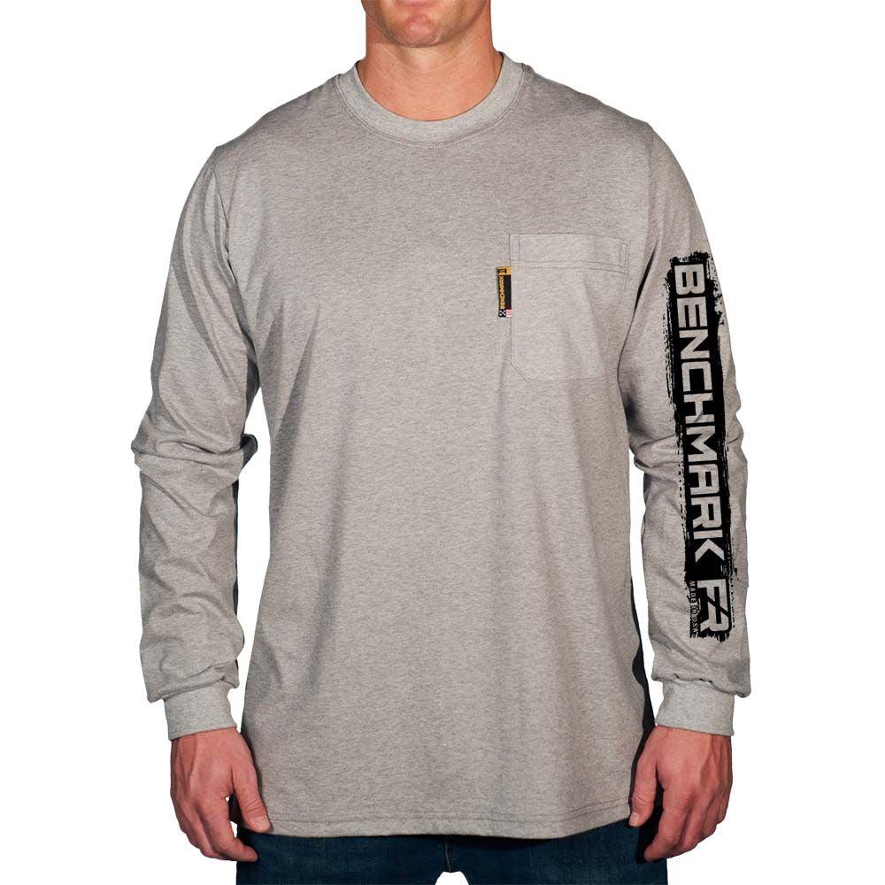Benchmark FR 3118FR-ROADSTRIPE Road Stripe FR Sleeve Logo T-Shirt with Chest Pocket-Fire Retardant Shirts.com