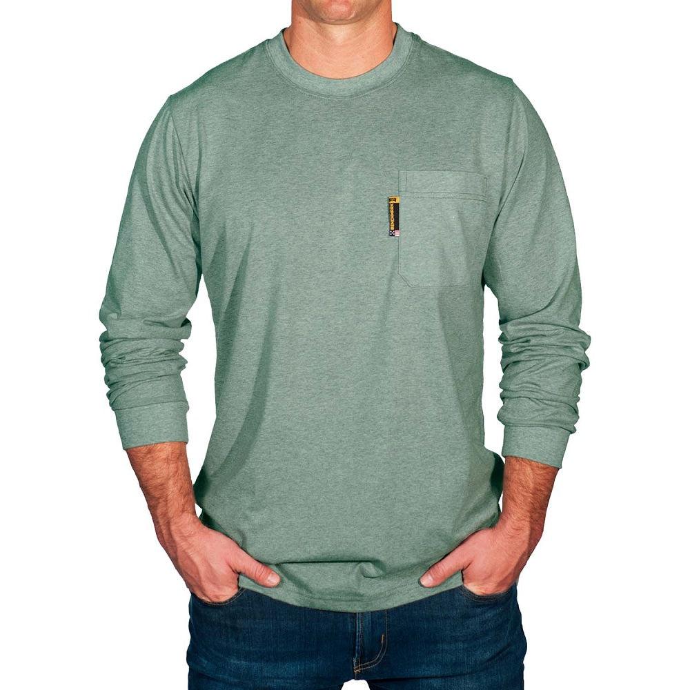 Benchmark FR 3118FRAG Army Green Long Sleeve T-Shirt With Front Pocket-Fire Retardant Shirts.com