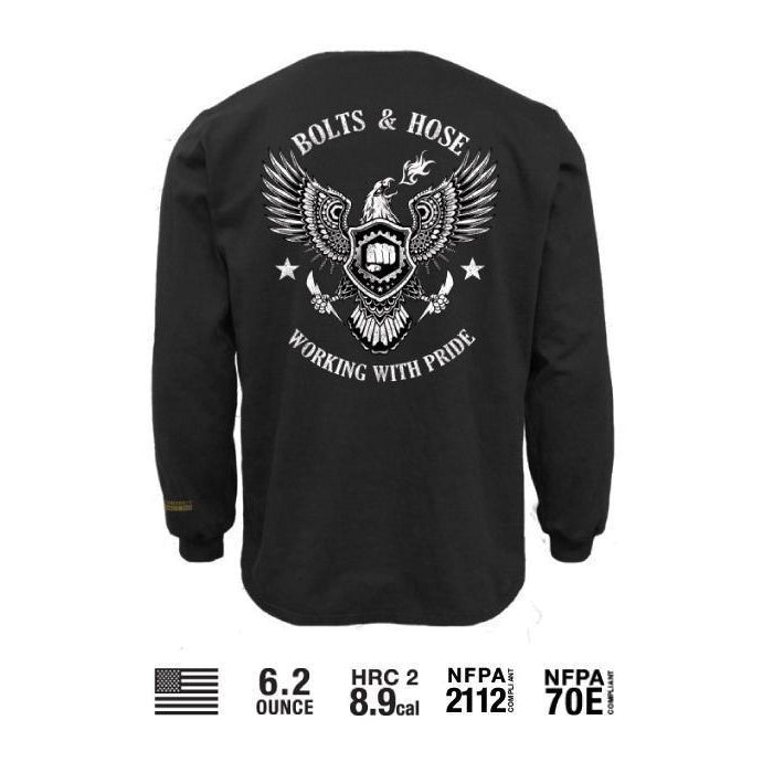 Benchmark FR 3118FRBK-S-BNHEAGLE Bolts & Hose Pride T-Shirt-Fire Retardant Shirts.com
