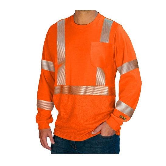 Benchmark FR 7034FROR FR Long Sleeve Orange Safety Shirt-Fire Retardant Shirts.com