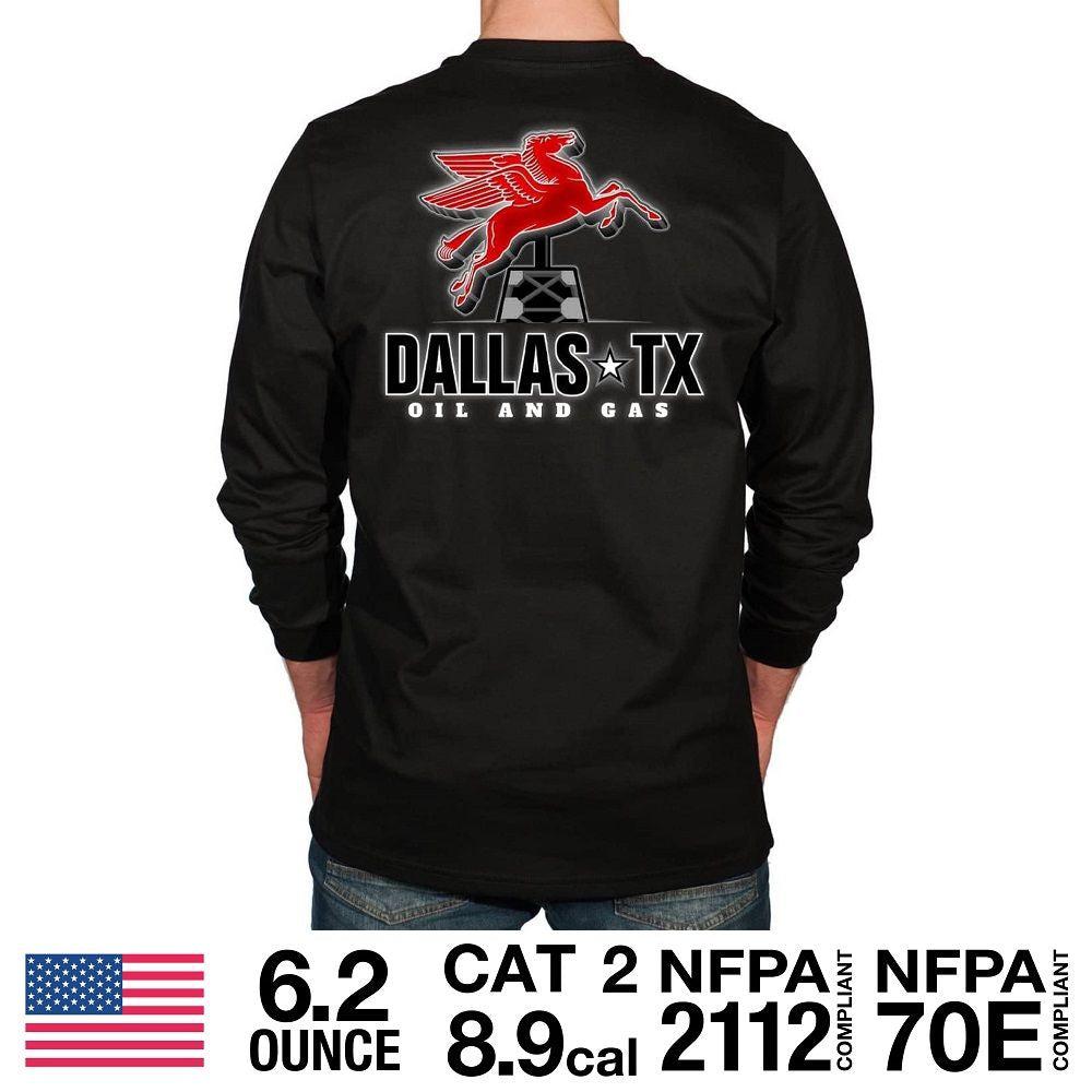 Benchmark 3118FR-DOG Dallas Oil and Gas FR T-Shirt With Front Pocket