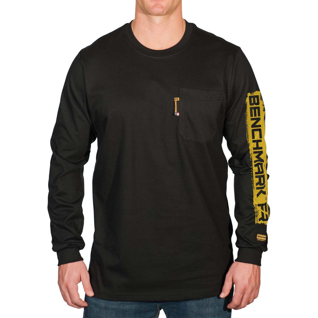 Benchmark FR 3118FR-ROADSTRIPE Road Stripe FR Sleeve Logo T-Shirt with Chest Pocket