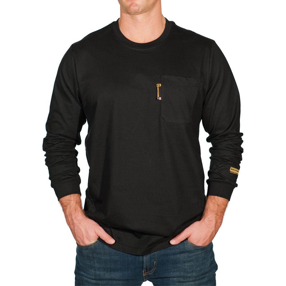 Benchmark FR 3118FRBK Black FR Long Sleeve T-Shirt With Front Pocket