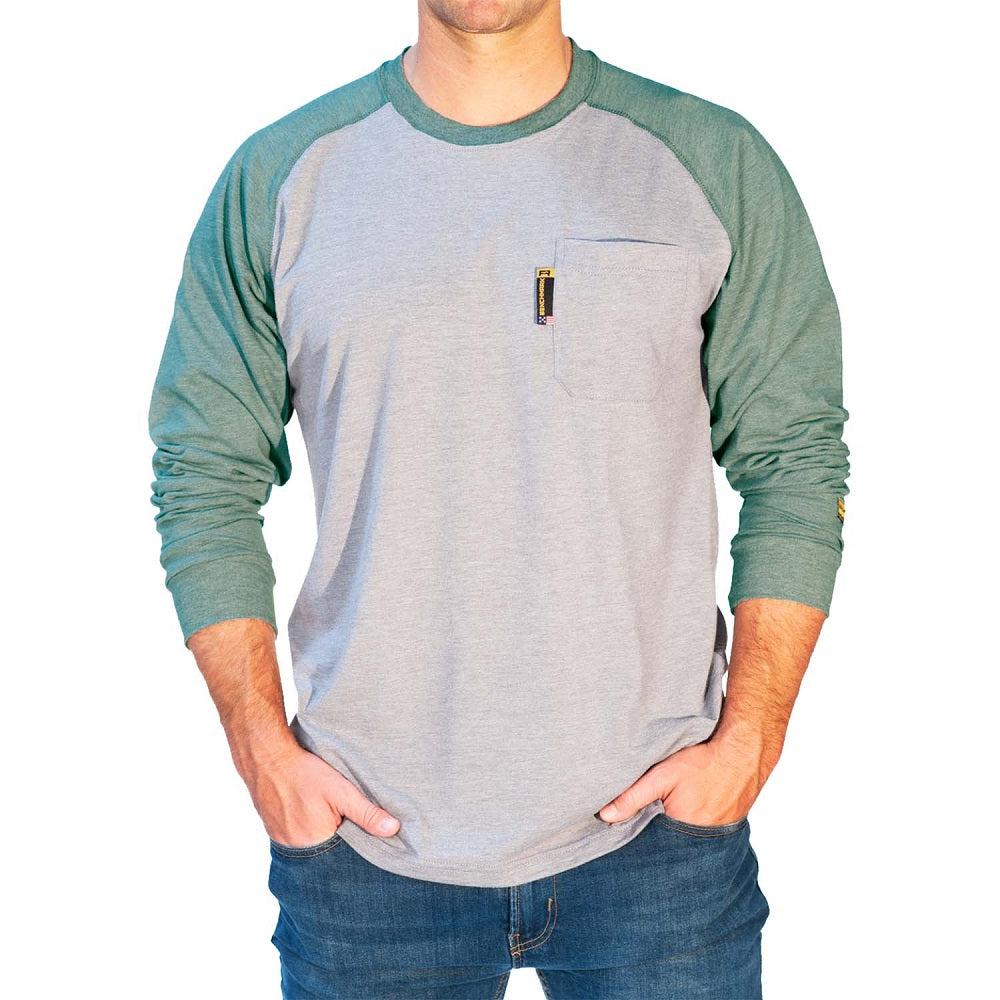 Benchmark FR 3119FRAG Army Green Raglan Flame Resistant T-Shirt W/Front Pocket