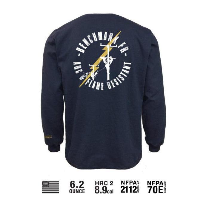 Benchmark FR 3118FRBK-S-LINEBOLT Lineman Crest T-Shirt - Fire Retardant Shirts.com