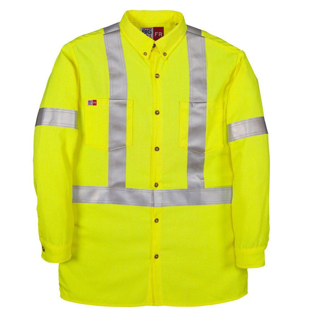 Big Bill FR 148BDTY7 Yellow Hi-Vis Dress Shirt-Fire Retardant Shirts.com