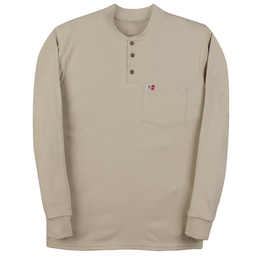 Big Bill FR DW18KI6-KAK Khaki Long Sleeve Henley-Fire Retardant Shirts.com