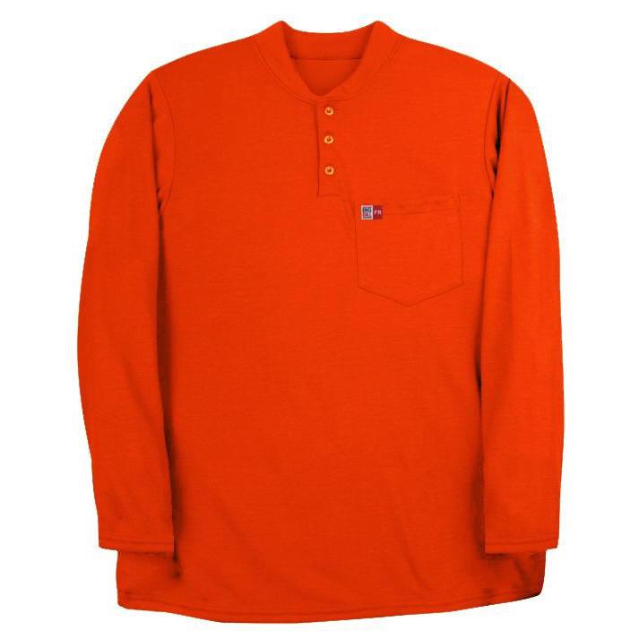 Big Bill FR DW18PD8-ORA Orange Long Sleeve Henley-Fire Retardant Shirts.com