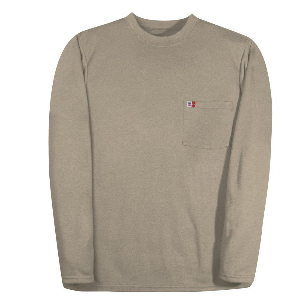 Big Bill FR DW5PD5-KAK Khaki Long Sleeve Henley-Fire Retardant Shirts.com
