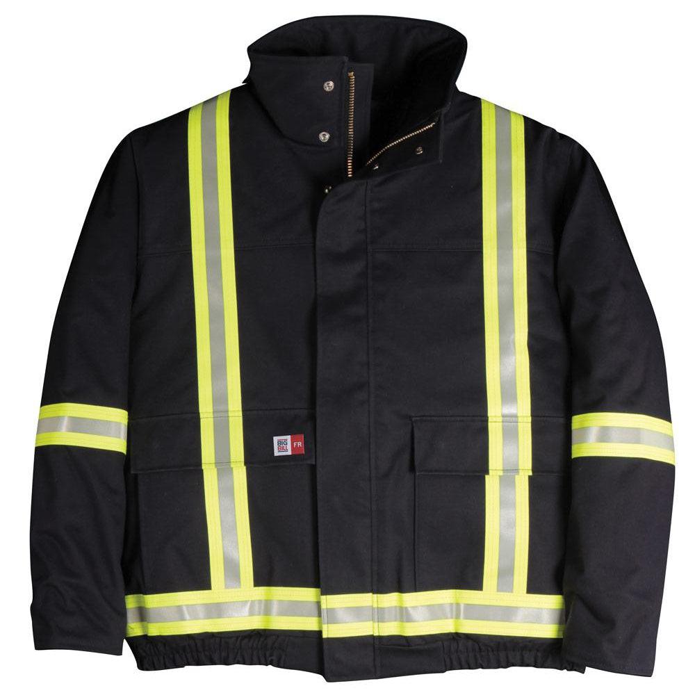Big Bill FR M405US7-NAY Navy Bomber Jacket with Reflective Material-Fire Retardant Shirts.com
