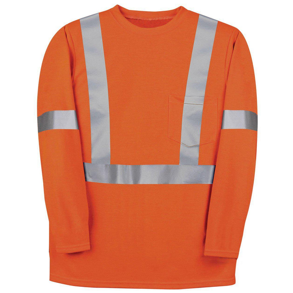 Big Bill FR RT5PD8-ORA Orange Hi-Vis Long Sleeve Henley-Fire Retardant Shirts.com