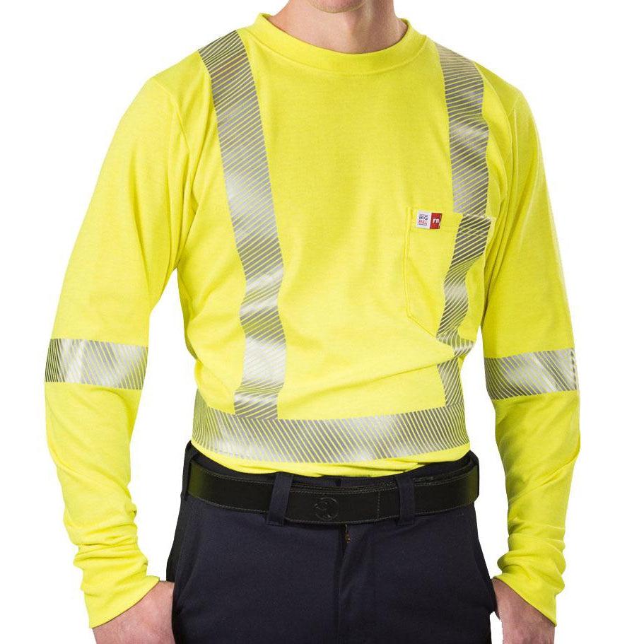 Big Bill FR SRT5PY6-YEL Yellow Hi-Vis Long Sleeve T-Shirt-Fire Retardant Shirts.com
