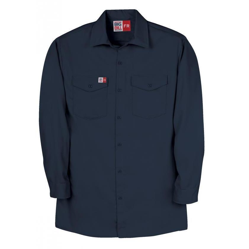 Big Bill FR TX231DH6-NAY Navy Industrial Work Shirt-Fire Retardant Shirts.com