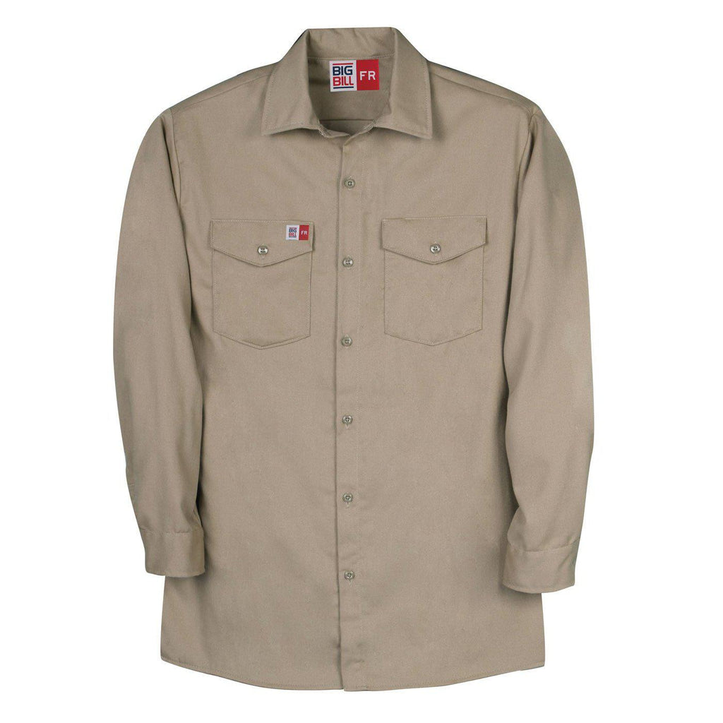 Big Bill FR TX231US7-KAK Khaki Industrial Work Shirt-Fire Retardant Shirts.com