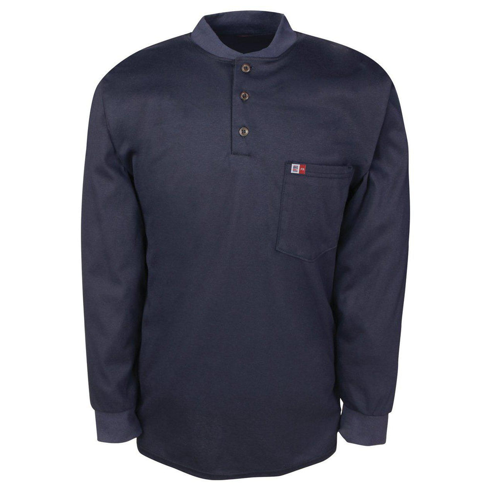 Big Bill FR DW18KI6-NAY Navy Long Sleeve Henley - Fire Retardant Shirts.com